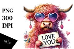 Digital Painting of Pink Highland Cow with Sunglasses Product Image 1