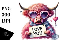 Digital Painting of Pink Highland Cow with Sunglasses Product Image 1
