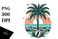 Retro Tropical Tree Beach Buoy, PNG Product Image 1