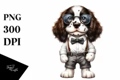 Baby English Springer Spaniel with es | Watercolor Clipart Product Image 3