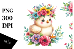 Vibrant Flower Chicken | Clipart Product Image 1
