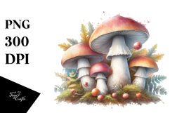 Detailed Pastel Mushroom Watercolor Splash PNG Product Image 1