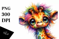Colorful Layered Watercolor Cute Baby Giraffe | Sublimation Product Image 3