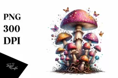 Mystical Mushroom Watercolor Splash PNG Product Image 3