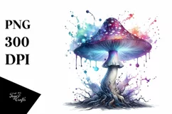 Mystical Mushroom Watercolor Splash PNG Product Image 1