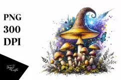 Detailed Mushroom Watercolor Splash PNG Product Image 1
