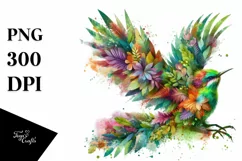 Vibrant Bird with Flowers PNG Product Image 3