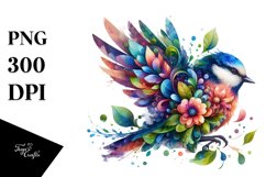 Vibrant Bird with Flowers PNG Product Image 1