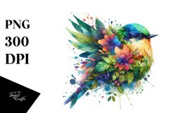 Vibrant Bird with Flowers PNG Product Image 3