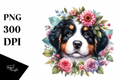 Watercolor Baby Bernese Mountain Dog Clipart Product Image 1