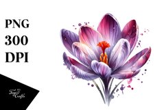 Glossy Shiny Crocus with Watercolor Splash | Sublimation | Product Image 3