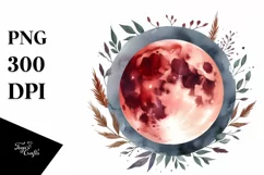 Simple Halloween Blood Moon Clipart Product Image 3