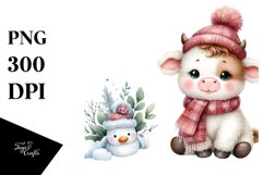 Cute Watercolor Baby Cow PNG Product Image 1