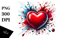 Red Glossy Heart, Transparent PNG Product Image 1
