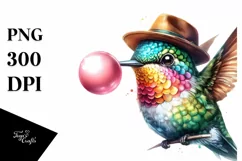 Colorful Quirky Hummingbird Art Clipart Product Image 1