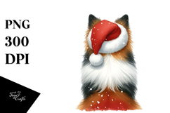 Cute Collie Wearing Santa Hat, Transparent PNG Product Image 1