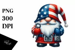 Washed Watercolor Patriotic Locksmith Gnome Clipart Product Image 1
