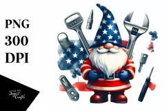 Washed Watercolor Patriotic Locksmith Gnome Clipart Product Image 3