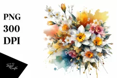 Abstract Vibrant Bouquet with Gold Foil Narcissus Product Image 3