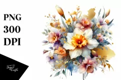 Abstract Vibrant Bouquet with Gold Foil Narcissus Product Image 3