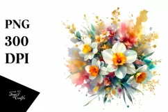 Abstract Vibrant Bouquet with Gold Foil Narcissus Product Image 1