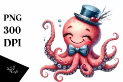 Funny Octopus Portrait with Tongue Out | Sublimation Clipart Product Image 3