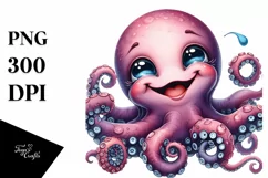 Funny Octopus Portrait with Tongue Out | Sublimation Clipart Product Image 3