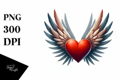 Digital Painting Heart with Wings PNG Product Image 1