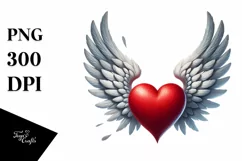 Digital Painting Heart with Wings PNG Product Image 1