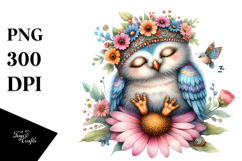 Whimsical Adorned Baby Owl PNG Product Image 1