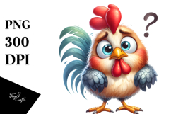 Funny Rooster Standing, Confused | Clipart Product Image 1