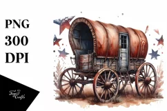 Vintage Rusty Horse Wagon with Stars | Sublimation Clipart Product Image 1