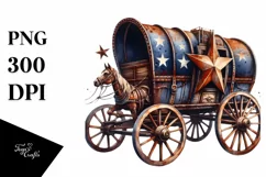Vintage Rusty Horse Wagon with Stars | Sublimation Clipart Product Image 3