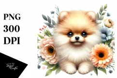 Watercolor Cute Baby Pomeranian | Clipart Product Image 1