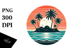 Retro Island Sunset Sticker PNG Product Image 1