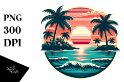 Retro Island Sunset Sticker PNG Product Image 1