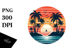 Vintage Tropical Island Sunset, 20 oz Tumbler Product Image 1