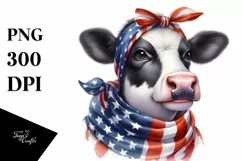 Cheerful Cow in USA Flag Colors | Sublimation | Clipart Product Image 1
