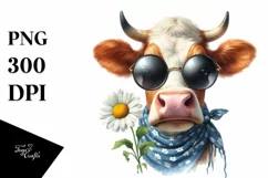 Cow Clipart of Silly Cow with Sunglasses Product Image 1