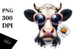 Cow Goofy Funny Sunglasses Cow Portrait Clipart Product Image 3