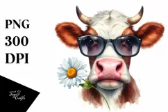Cow Funny Smiling Sunglasses Cow Clipart Product Image 1