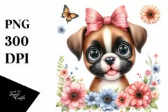 Watercolor Cute Baby Boxer | Clipart Product Image 1