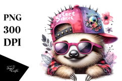 Cute Baby Sloth with Punk Look, PNG Product Image 1