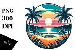 Retro Tropical Beach Sunset PNG Product Image 1