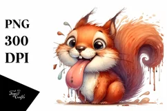 Funny Squirrel Portrait with Tongue Out | Sublimation Product Image 1