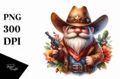 Cowboy Gnome Watercolor PNG Product Image 1