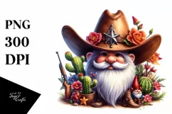 Cowboy Gnome Watercolor PNG Product Image 1