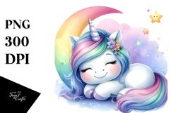 Pastel Unicorn Smiling Moon Clipart Product Image 3