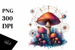 Mystical Mushroom Watercolor Splash PNG Product Image 3