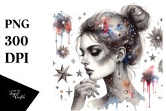 Glittery Santa Portrait Watercolor PNG Product Image 1